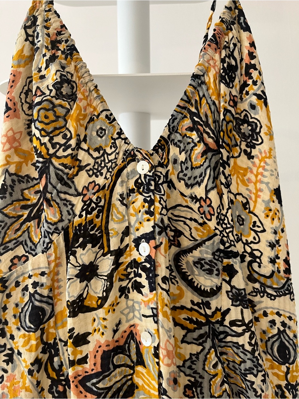 ba&sh Yellow Paisley Spaghetti-Strap Maxi Dress bash - Picture 2 of 4